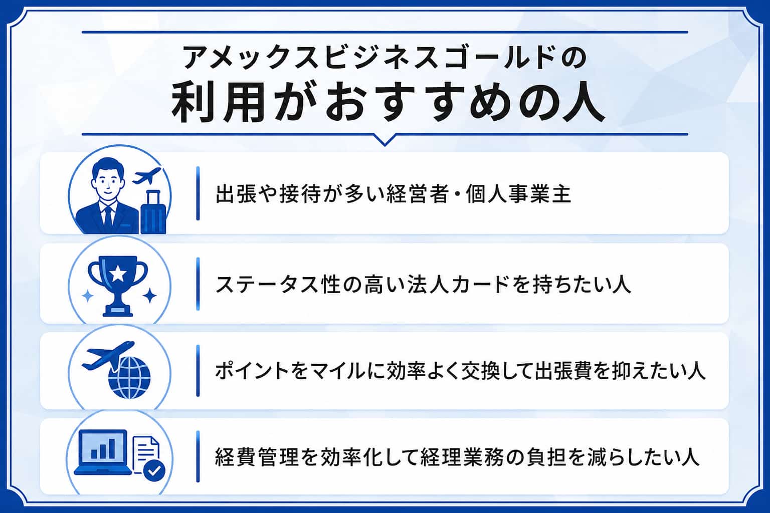 アメックスビジネスゴールドの利用がおすすめの人