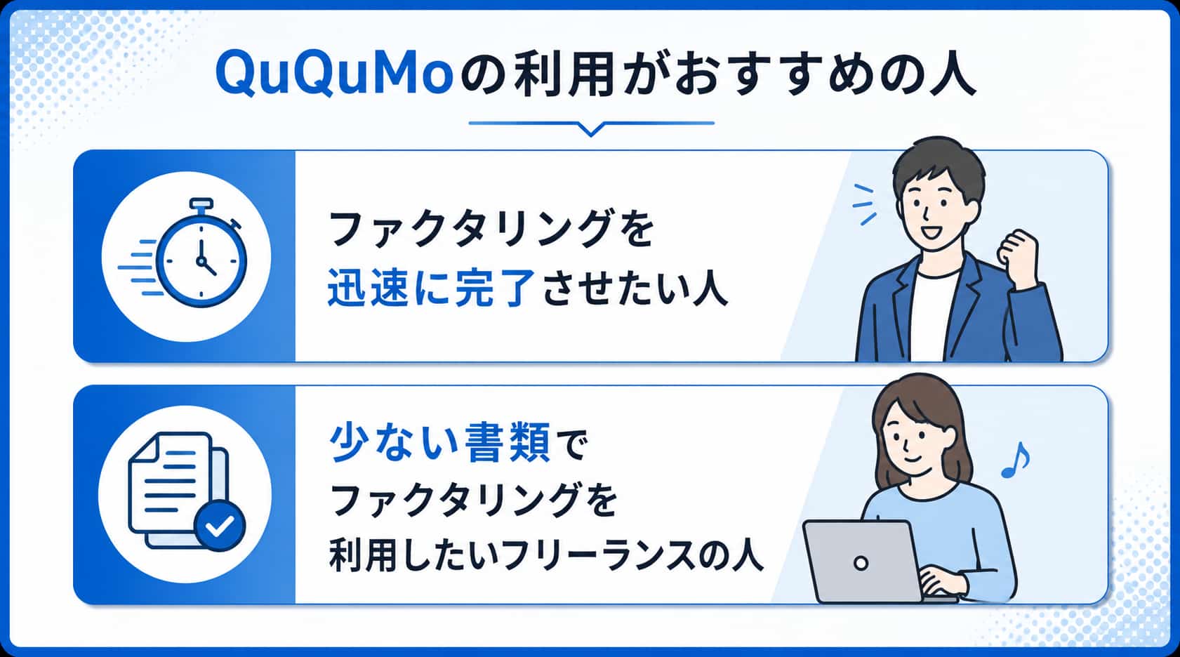 フリーランス向けファクタリングに関するQuQuMoの利用がおすすめの人