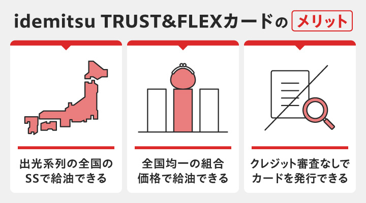 法人ガソリンカードにおけるidemitsu TRUST&FLEXカードのメリット画像