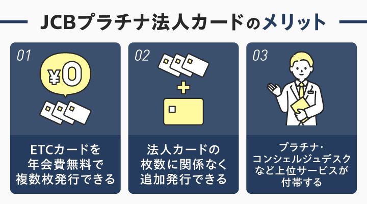 おすすめの法人ETCカードにおけるJCBプラチナ法人カードのメリット