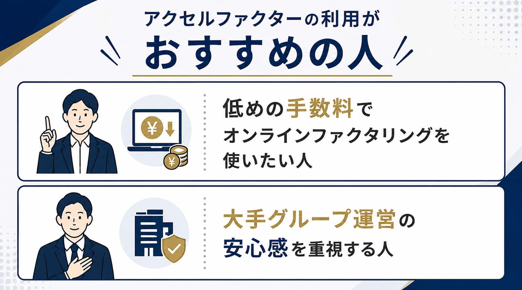 オンラインファクタリングに関するアクセルファクターの利用がおすすめの人
