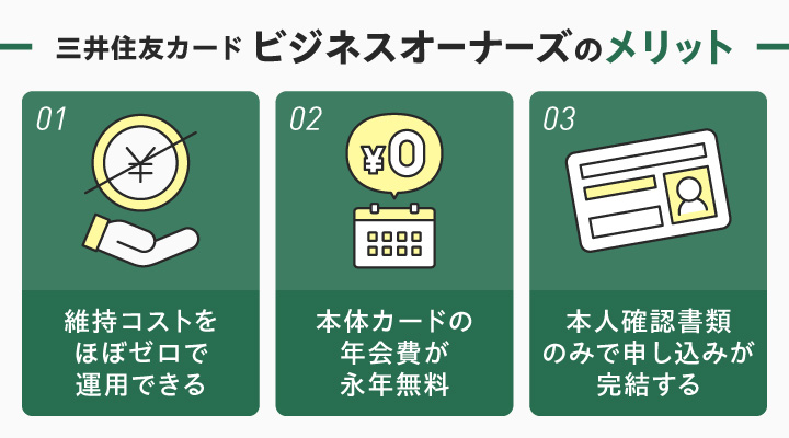 おすすめの法人ETCカードにおける三井住友カード ビジネスオーナーズのメリット