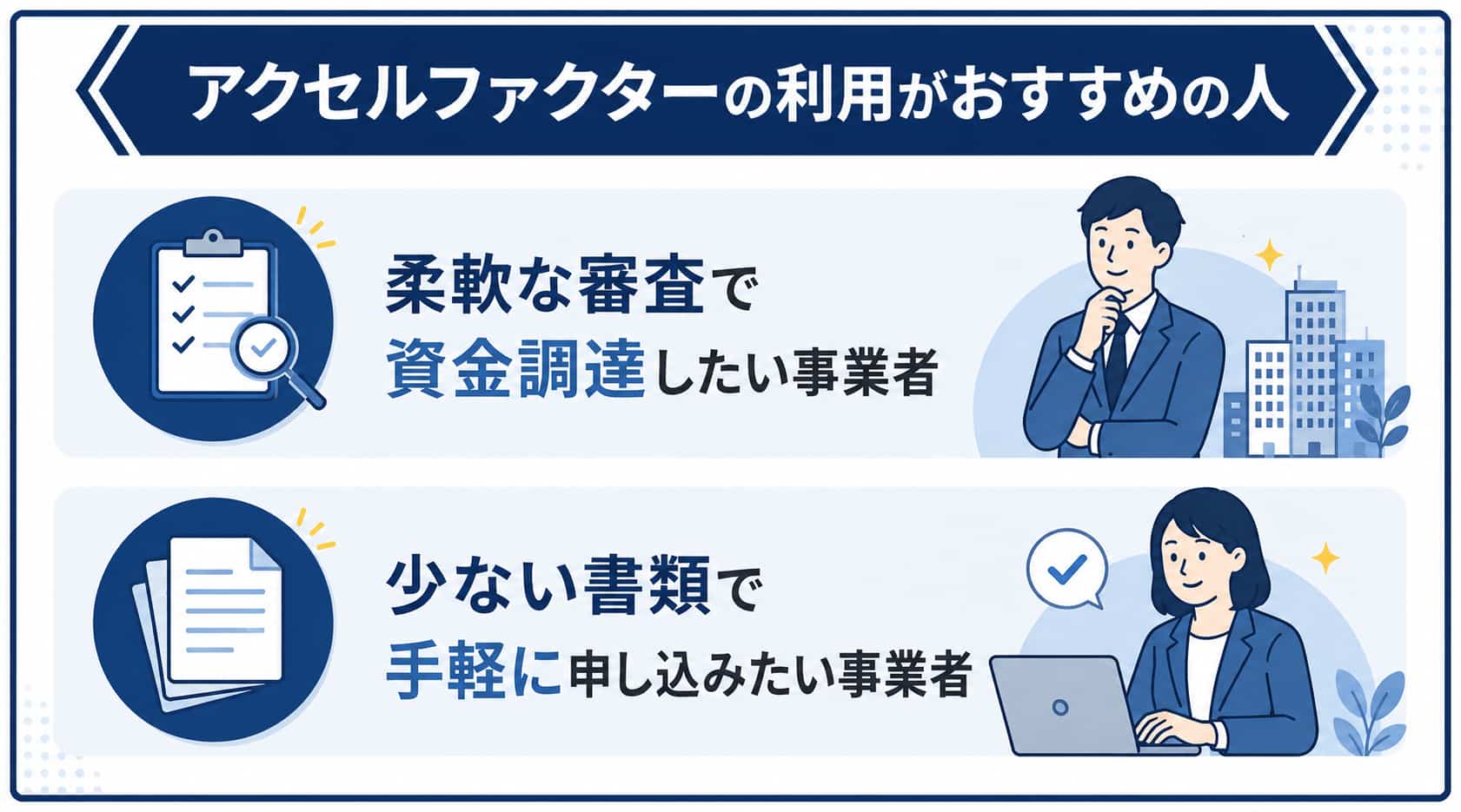 ファクタリング決算書不要におけるアクセルファクターがおすすめの人