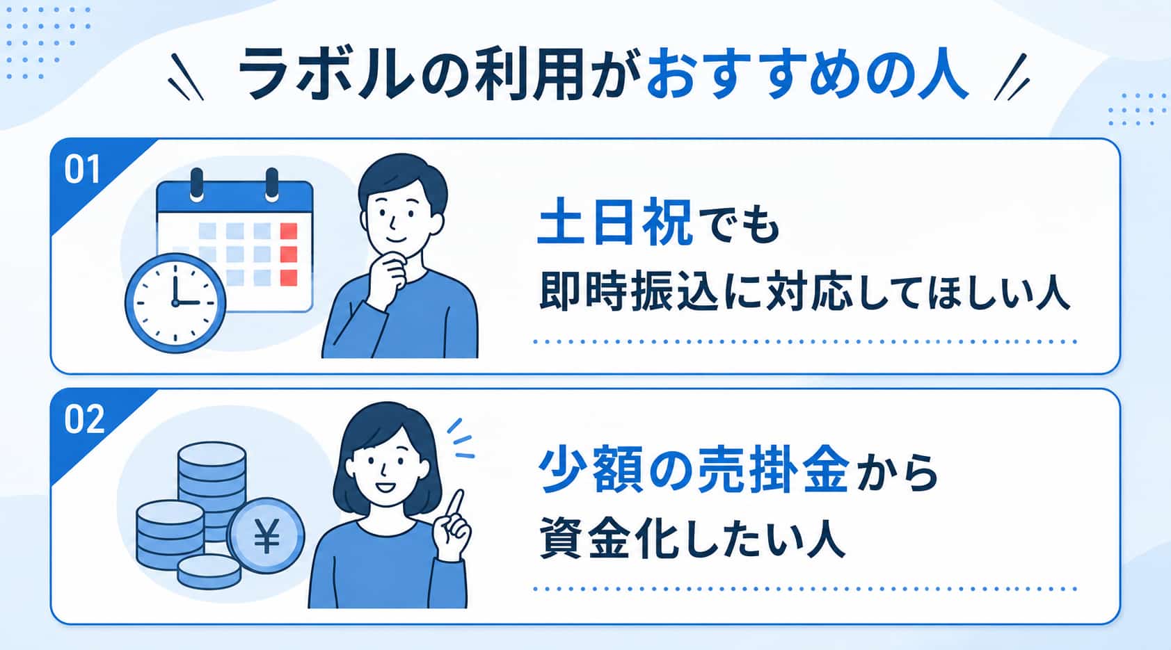 ファクタリング土日対応可能なラボルの利用がおすすめの人